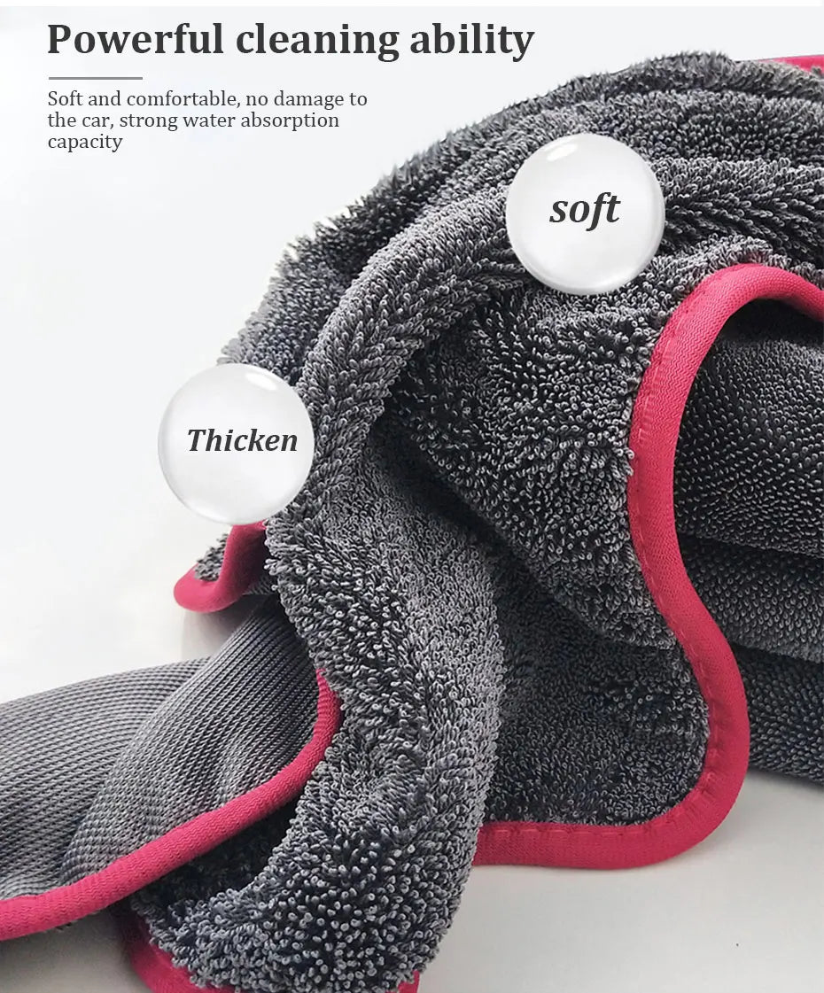 40x40/40x60/60x90CM Microfiber Towels 600GSM Ultra-Thick Car Washing Towel Auto Extra Soft Rag Car Care Cleaning Drying Cloth