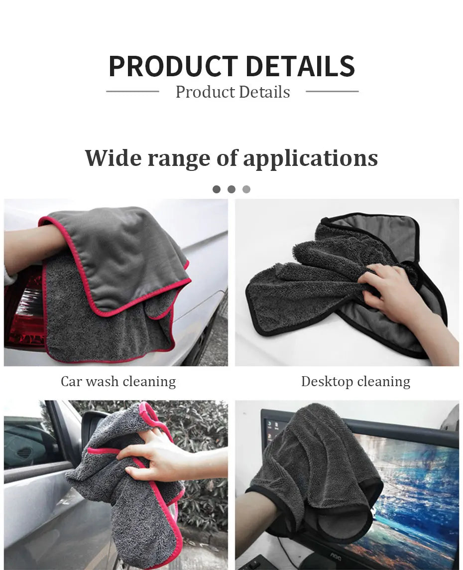 40x40/40x60/60x90CM Microfiber Towels 600GSM Ultra-Thick Car Washing Towel Auto Extra Soft Rag Car Care Cleaning Drying Cloth