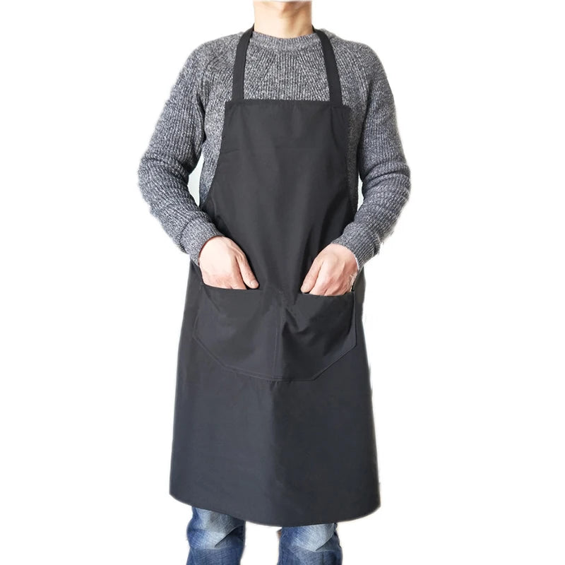 Waterproof Oil Cooking Apron Chef Aprons For Women Men Kitchen Apron With Front Pocket Dishwashing Cleaning Accessories Aprons
