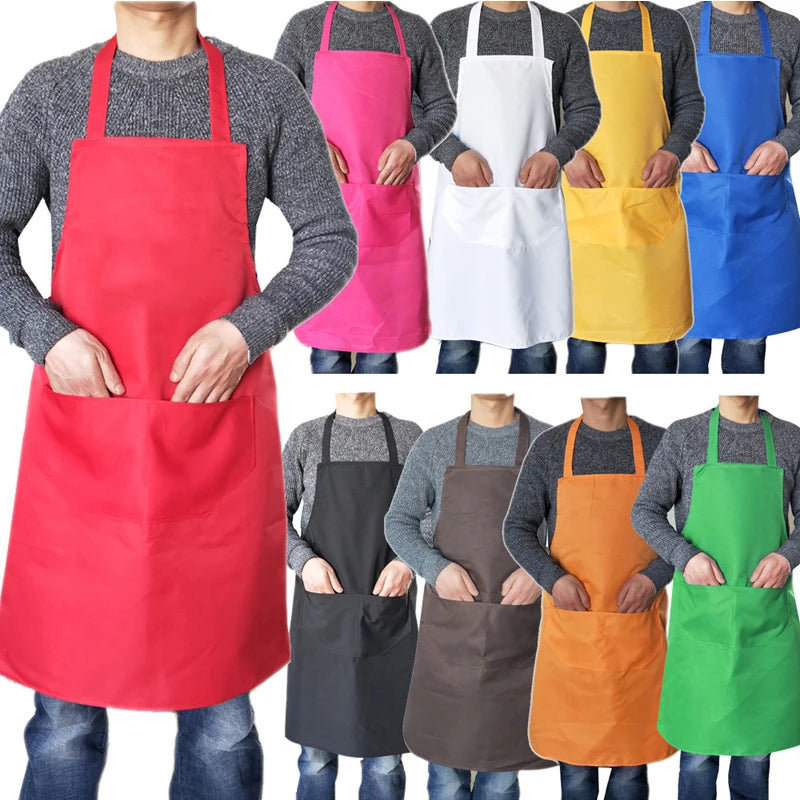 Waterproof Oil Cooking Apron Chef Aprons For Women Men Kitchen Apron With Front Pocket Dishwashing Cleaning Accessories Aprons