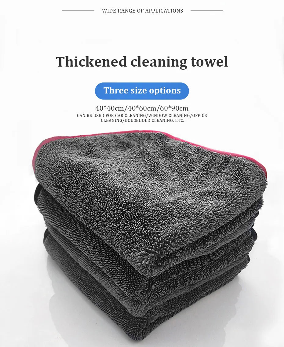 40x40/40x60/60x90CM Microfiber Towels 600GSM Ultra-Thick Car Washing Towel Auto Extra Soft Rag Car Care Cleaning Drying Cloth