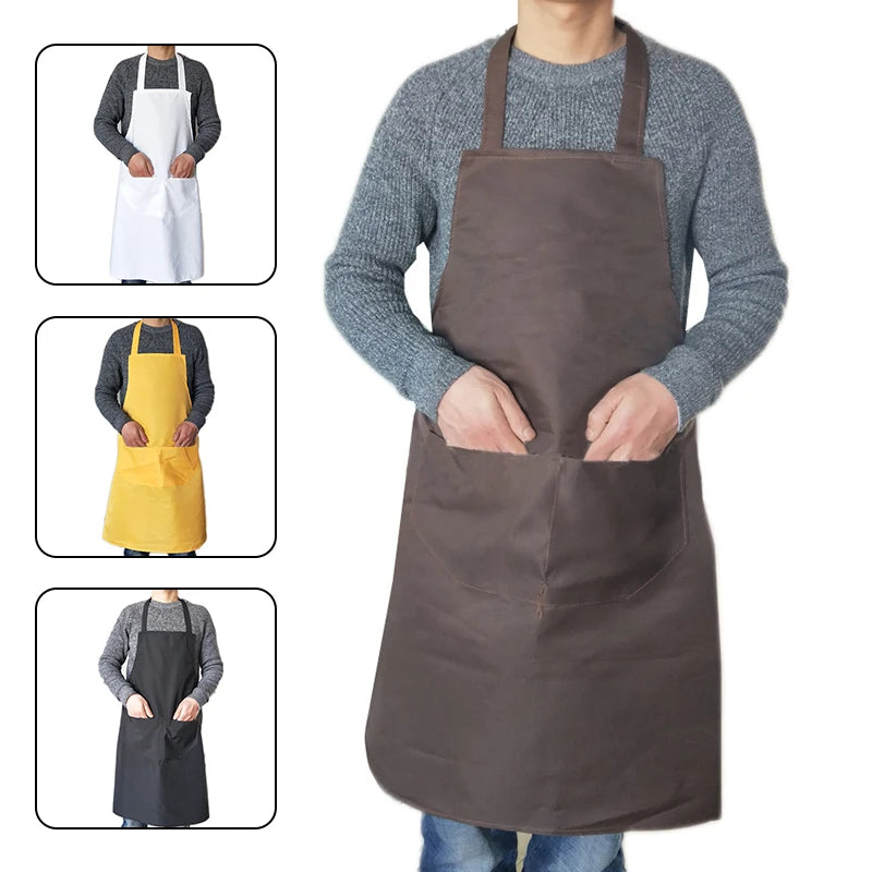 Waterproof Oil Cooking Apron Chef Aprons For Women Men Kitchen Apron With Front Pocket Dishwashing Cleaning Accessories Aprons