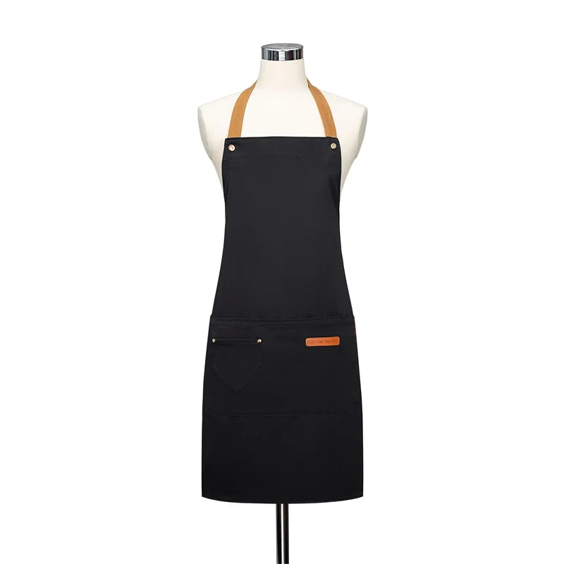 Customized Logo Design Apron Logo Signature Men's Women's Kitchen Aprons Home Chef Baking Clothes Waterproof  with Pockets