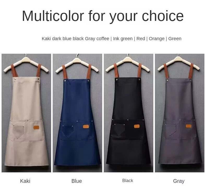 Water Repellent Kitchen Apron Unisex with Pockets Work Cleaning Restaurant Waiter Work Apron Florist Bubble Tea Shop Pinafore
