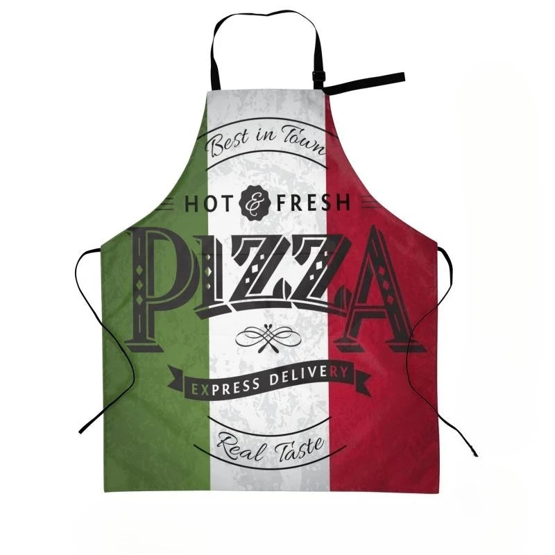 Pizza Poster Apron Unisex Adjustable Bib Aprons Cooking Kitchen Chef Apron for Home Kitchen Restaurant Coffee House
