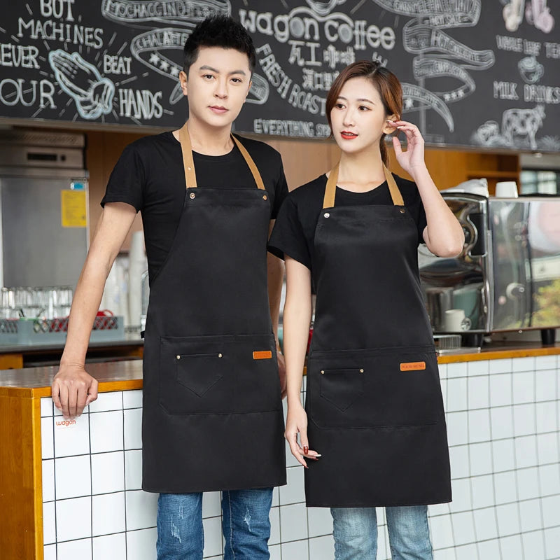 Customized Logo Design Apron Logo Signature Men's Women's Kitchen Aprons Home Chef Baking Clothes Waterproof  with Pockets