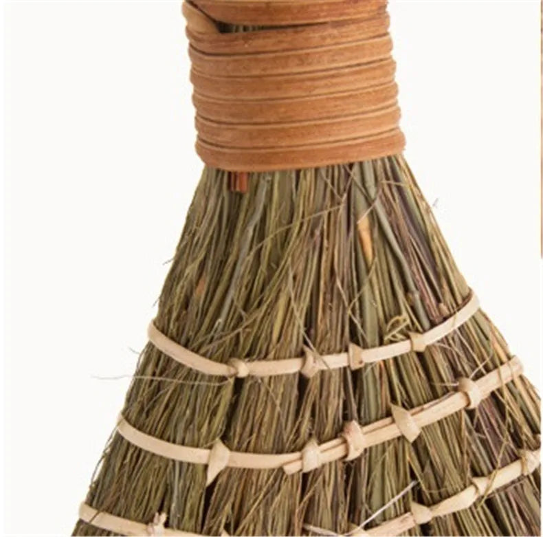 Japan Soft Fur Broom Manual Wooden Floor Sweeping Brooms Straw Braided Household Floor Cleaning Archaize Handmade Cleaning Tools