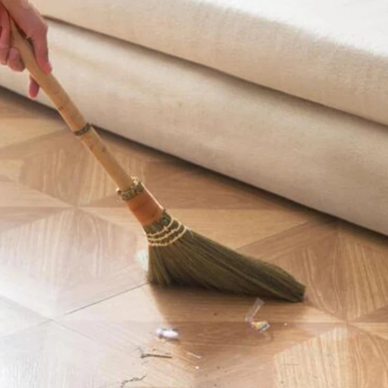 Japan Soft Fur Broom Manual Wooden Floor Sweeping Brooms Straw Braided Household Floor Cleaning Archaize Handmade Cleaning Tools