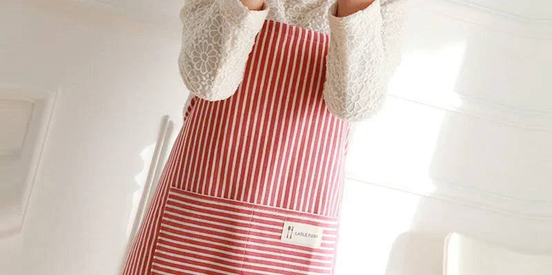 Kitchen Apron Fashionable Linen Striped Aprons For Restaurant Work Chef Waiter Adjustable Size Household Kitchen Cleaning Apron