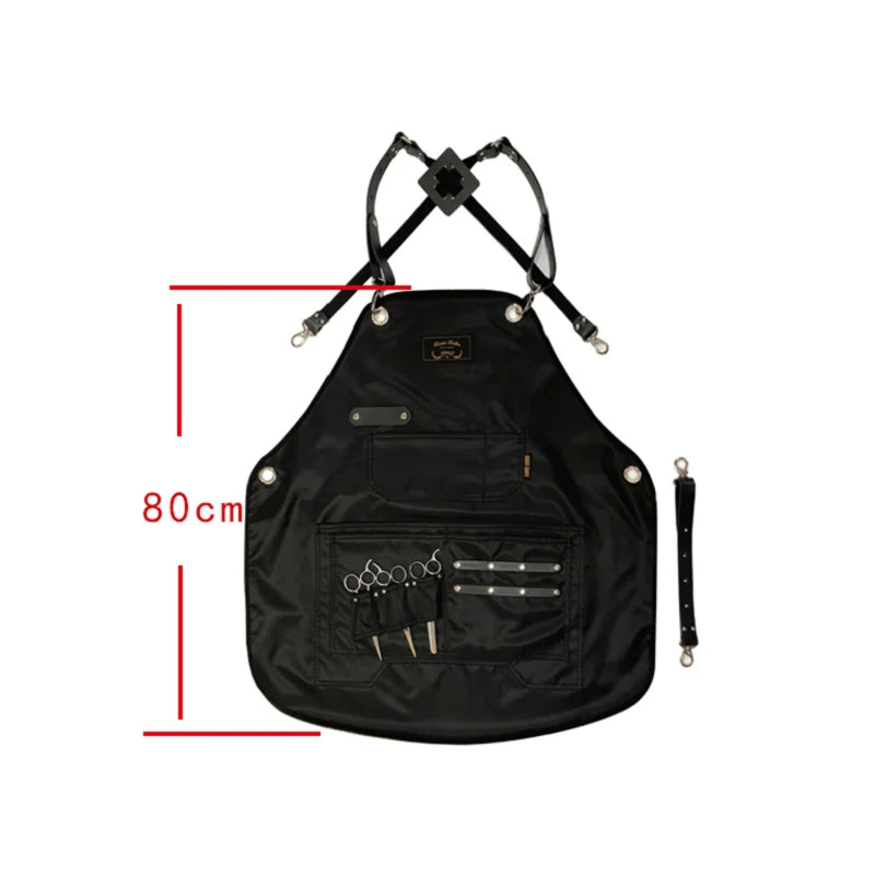 Custom Logo Waterproof Bibs Coffee Shop Hairdresser Slit Overall Chef Adjustable Beauty Nail Salon Barber Leather Straps Apron