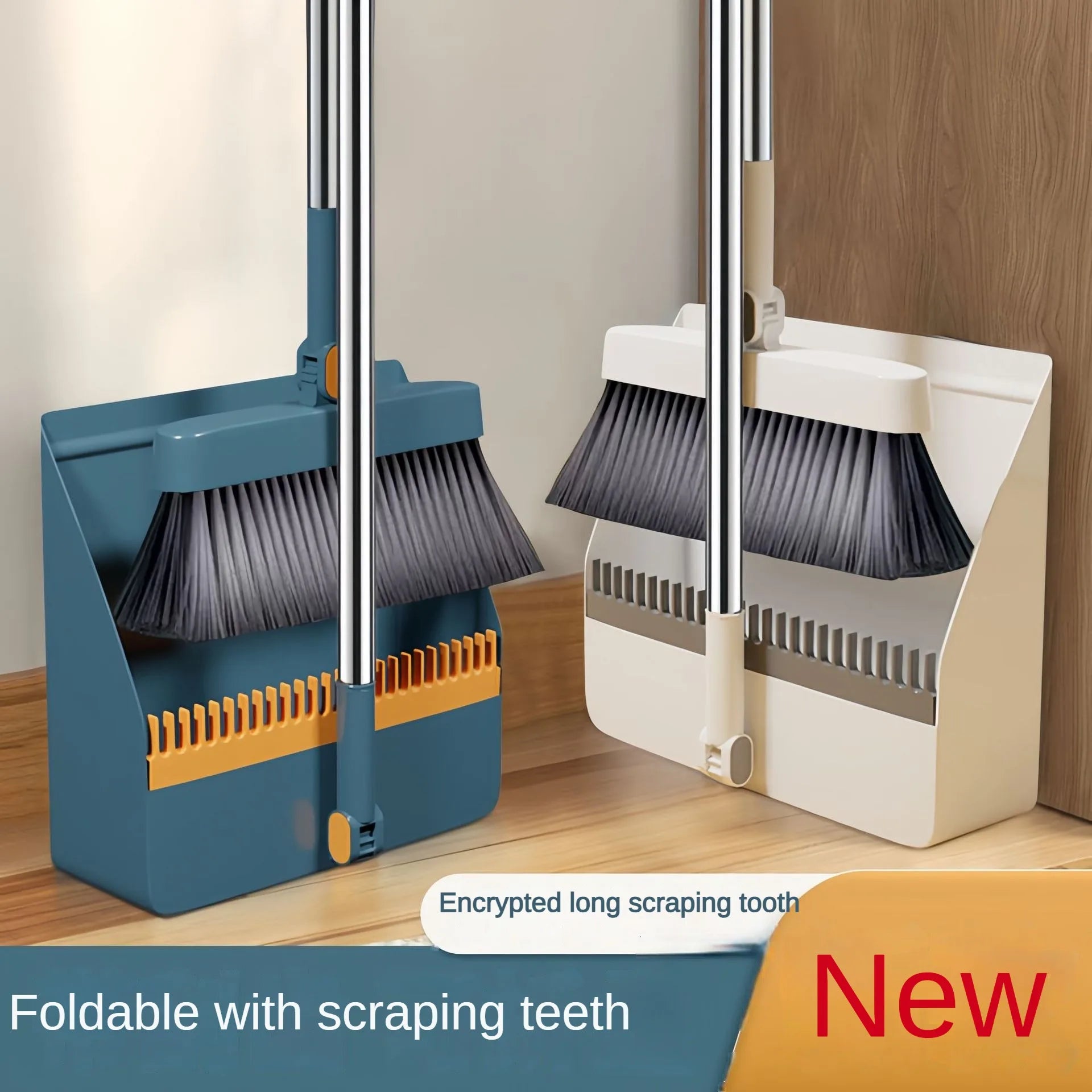 new folding broom dustpan set household cleaning tools non-stick hair dry wet dual-use broom folding set Kitchen office