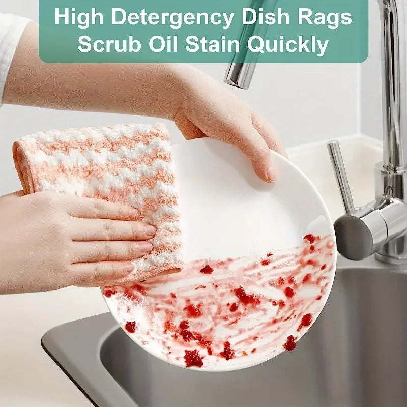 10/40PCS Super Absorbent Dishcloths Coral Fleece Cleaning Cloths Thickened Kitchen Washing Dish Rags Glass Windows Wipe Towels