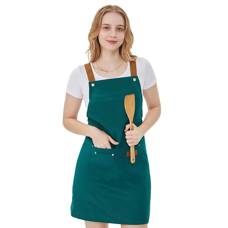Water Repellent Kitchen Apron Unisex with Pockets Work Cleaning Restaurant Waiter Work Apron Florist Bubble Tea Shop Pinafore