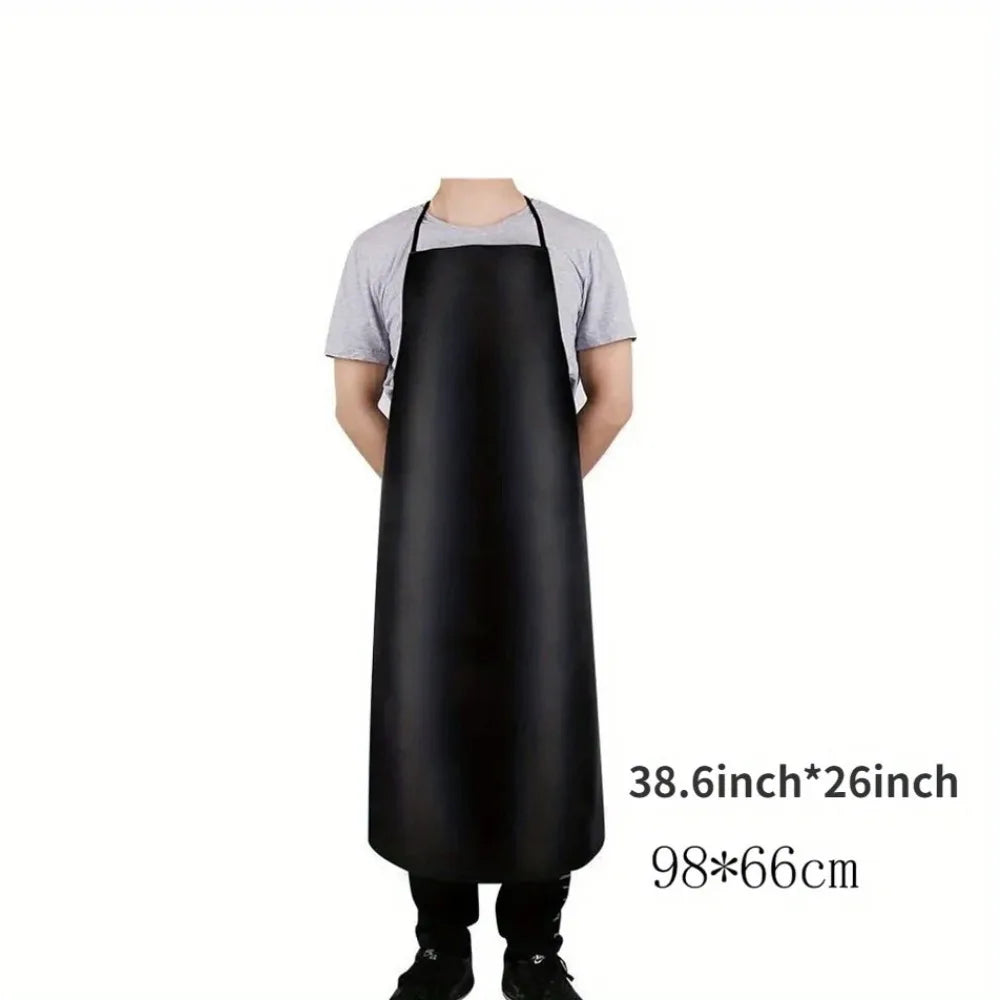 PU Leather Heavy Duty Waterproof Apron for Dishwashing 40 Inch Work Apron PU Leather Dishwasher Apron for Men Cleaning Apron Lig