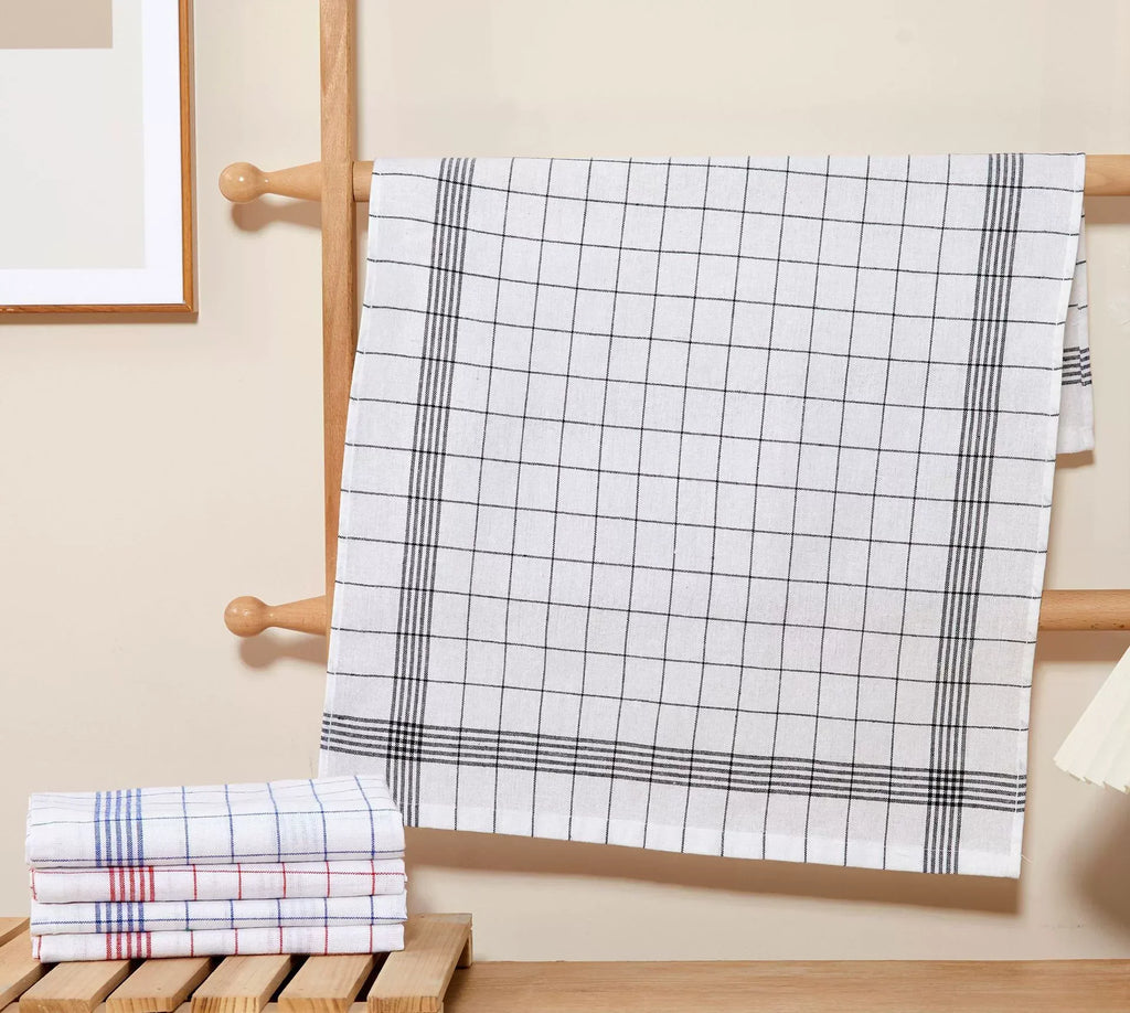 Large Plaid Kitchen Dish Towels Tea Towels Soft and Reusable Cleaning Cloths Quick Drying Dish Rags for Washing Dishes