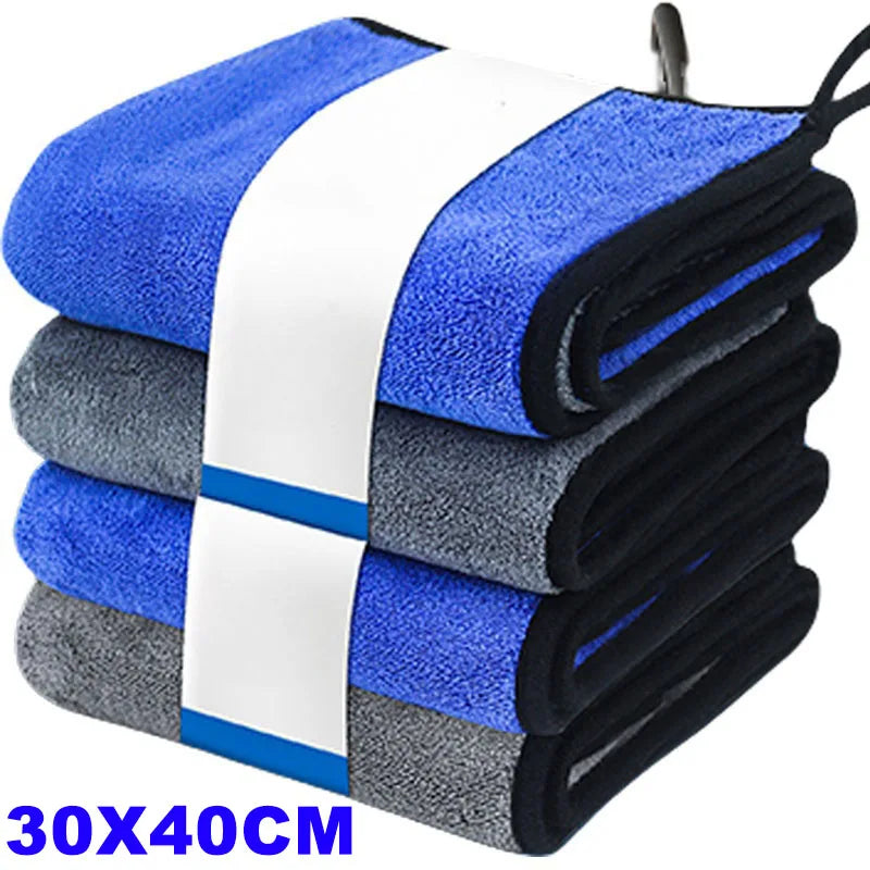 1-4pcs Microfiber Car Washing Towel Soft Quick Drying Windows Mirrors Wiping Rags Home Double Layer Cleaning Cloths 500GSM