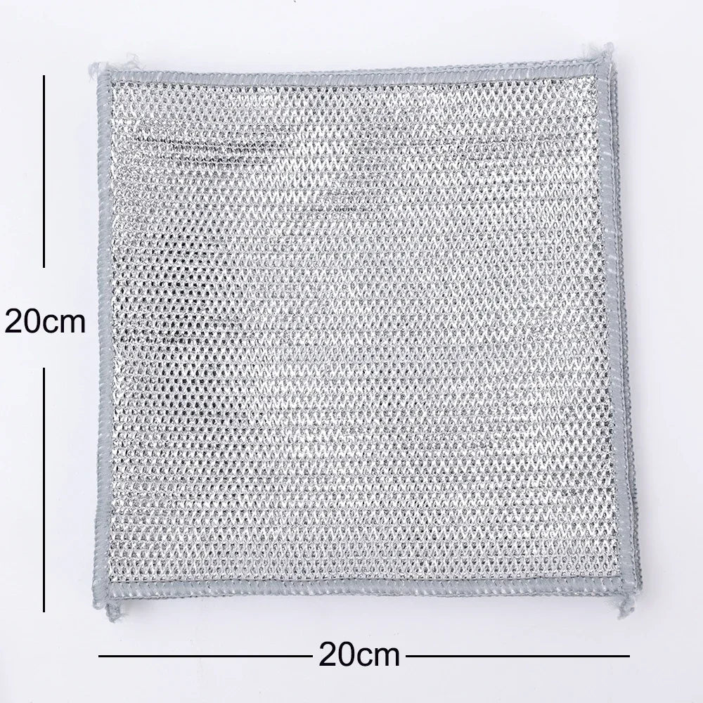 20/2pcs Thickened Steel Wire Cleaning Cloth Double -layer Non -stick Oil Iron Dishrag Kitchen Pan Pot Dishes Cloths Rags