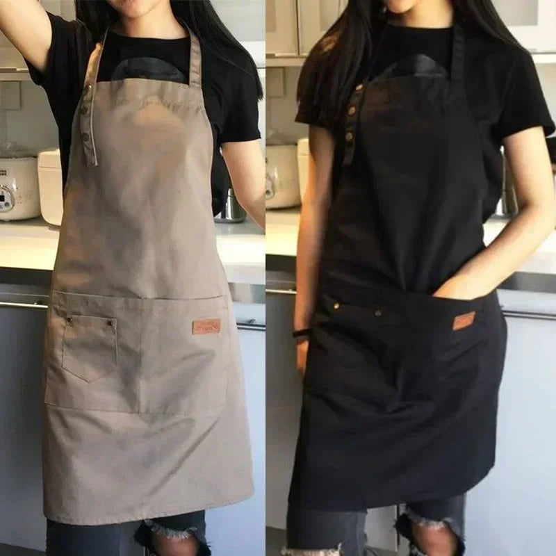 Chef Waiter Cafe Shop Waiter Pure Color Cooking Kitchen Apron For Woman BBQ Hairdresser Aprons Bibs Kitchen Accessory