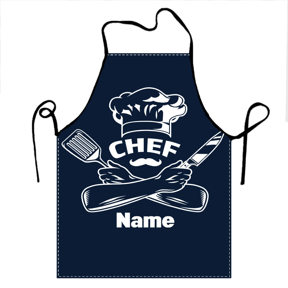 Custom Name Pattern Chef Hat Cooking Apron for Women Men Unisex Bib Kitchen Cooking Tablier Cuisine Chef Baking