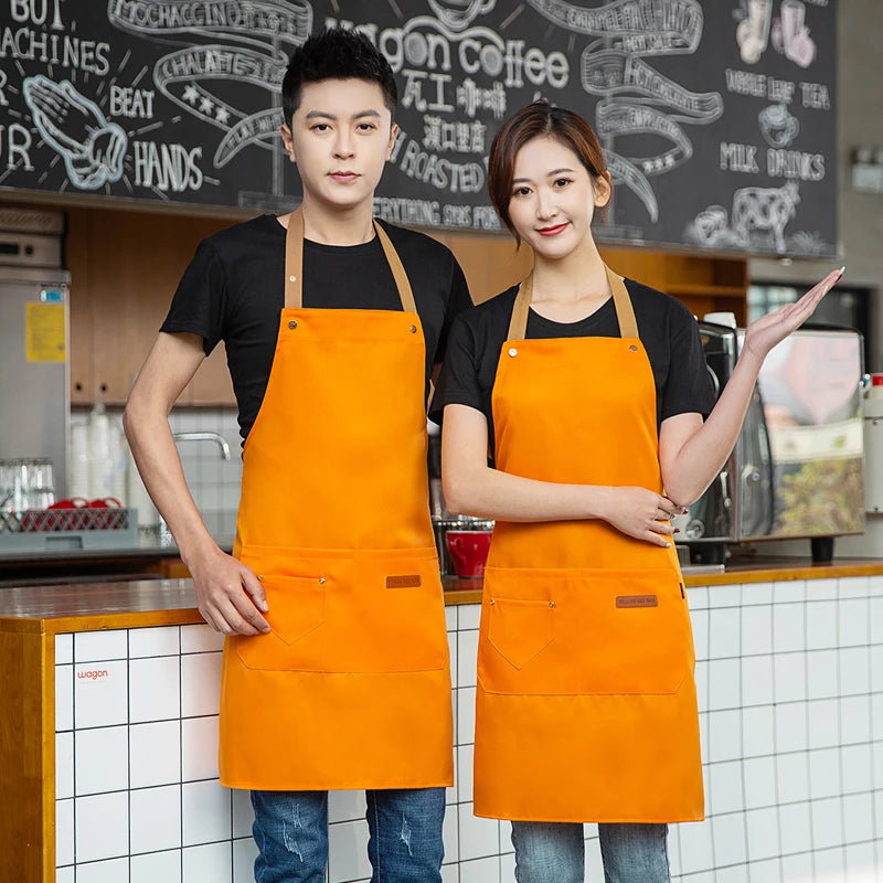 Customized Logo Design Apron Logo Signature Men's Women's Kitchen Aprons Home Chef Baking Clothes Waterproof  with Pockets
