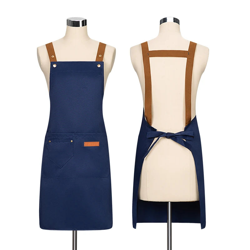 Water Repellent Kitchen Apron Unisex with Pockets Work Cleaning Restaurant Waiter Work Apron Florist Bubble Tea Shop Pinafore