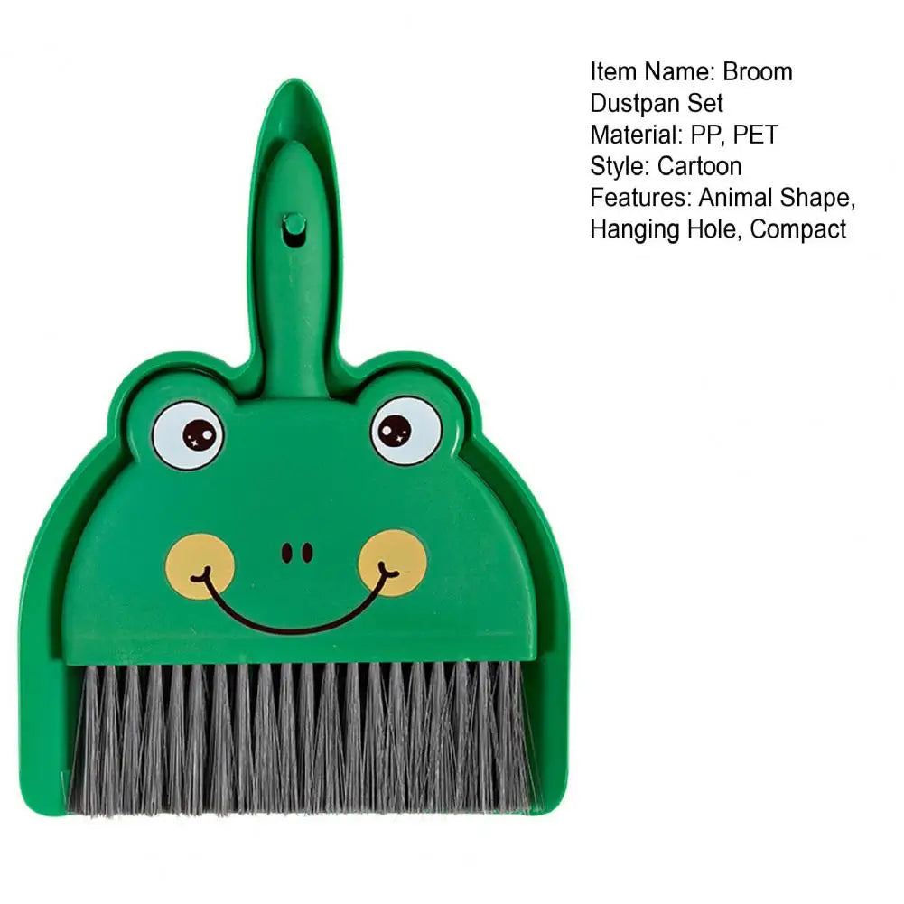 2Pcs/Set Small Broom Dustpan Set Cartoon Rabbit Bear Frog Pattern Keyboards Cleaning Mini Broom Dustpan Set