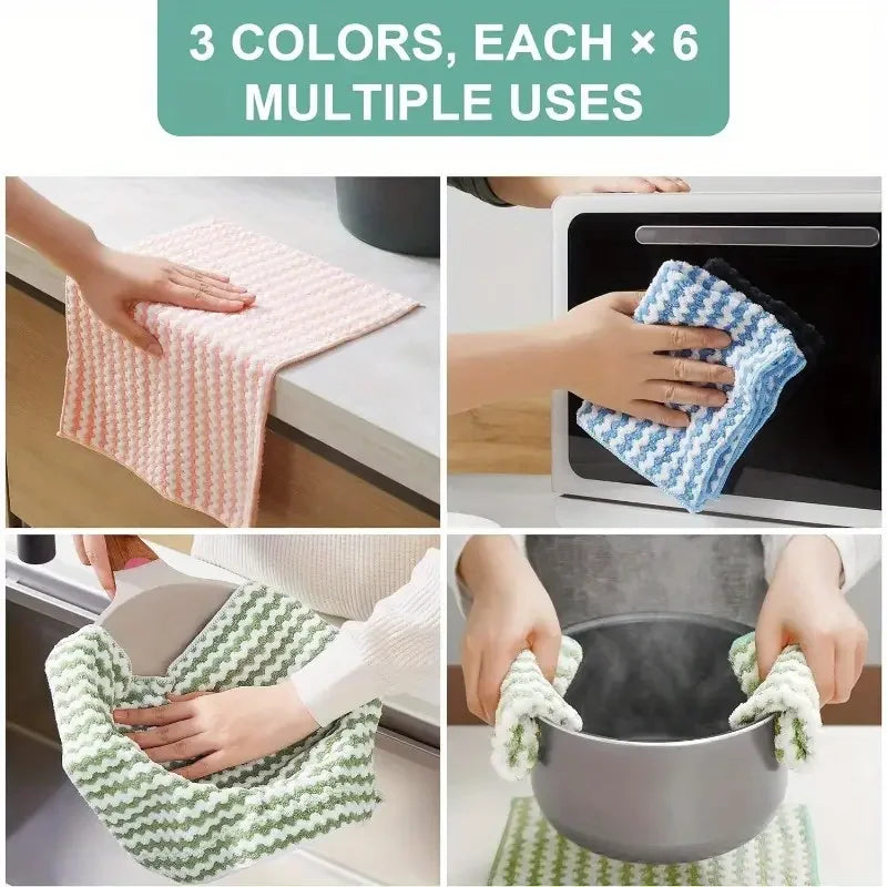 10/40PCS Super Absorbent Dishcloths Coral Fleece Cleaning Cloths Thickened Kitchen Washing Dish Rags Glass Windows Wipe Towels