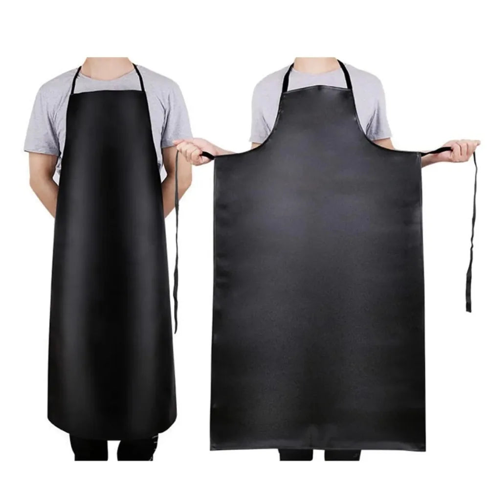 PU Leather Heavy Duty Waterproof Apron for Dishwashing 40 Inch Work Apron PU Leather Dishwasher Apron for Men Cleaning Apron Lig