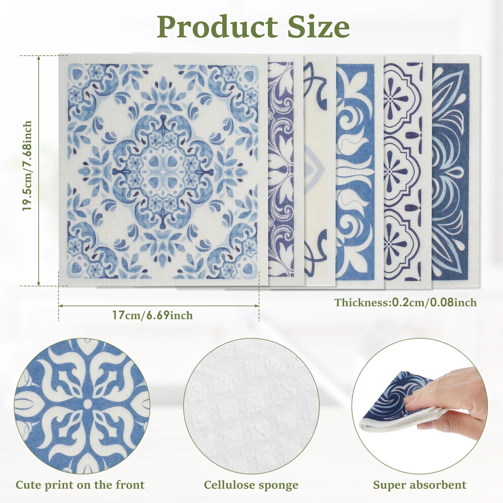 5/6/12PCS Kitchen Dish Towels Absorbent Swedish Dishcloths Kitchen Dish Rags Soft  Non-woven Cloths for Washing Dishes Cleaning