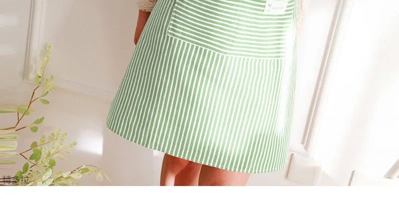 Kitchen Apron Fashionable Linen Striped Aprons For Restaurant Work Chef Waiter Adjustable Size Household Kitchen Cleaning Apron