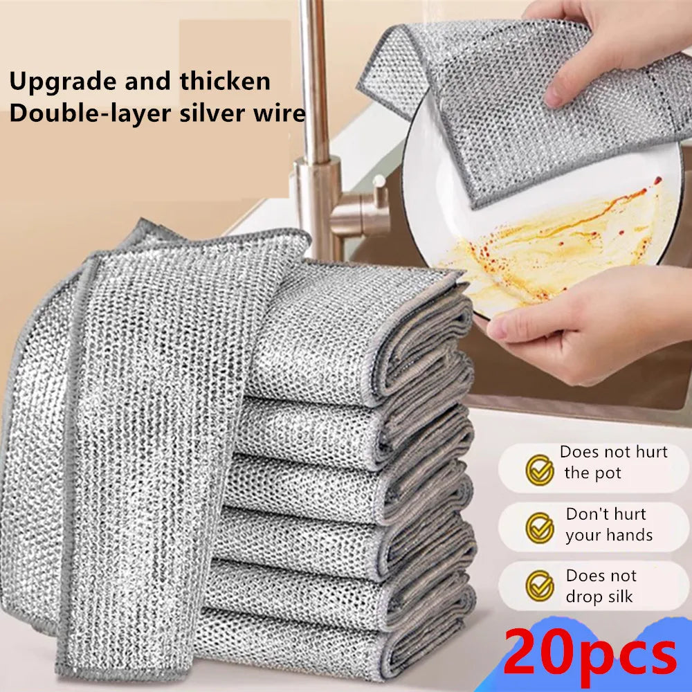 5/12pcs Wire Dishwashing Rag, Multifunctional Non-Scratch Wire Dishcloth for Cleaning Kitchen Bathroom