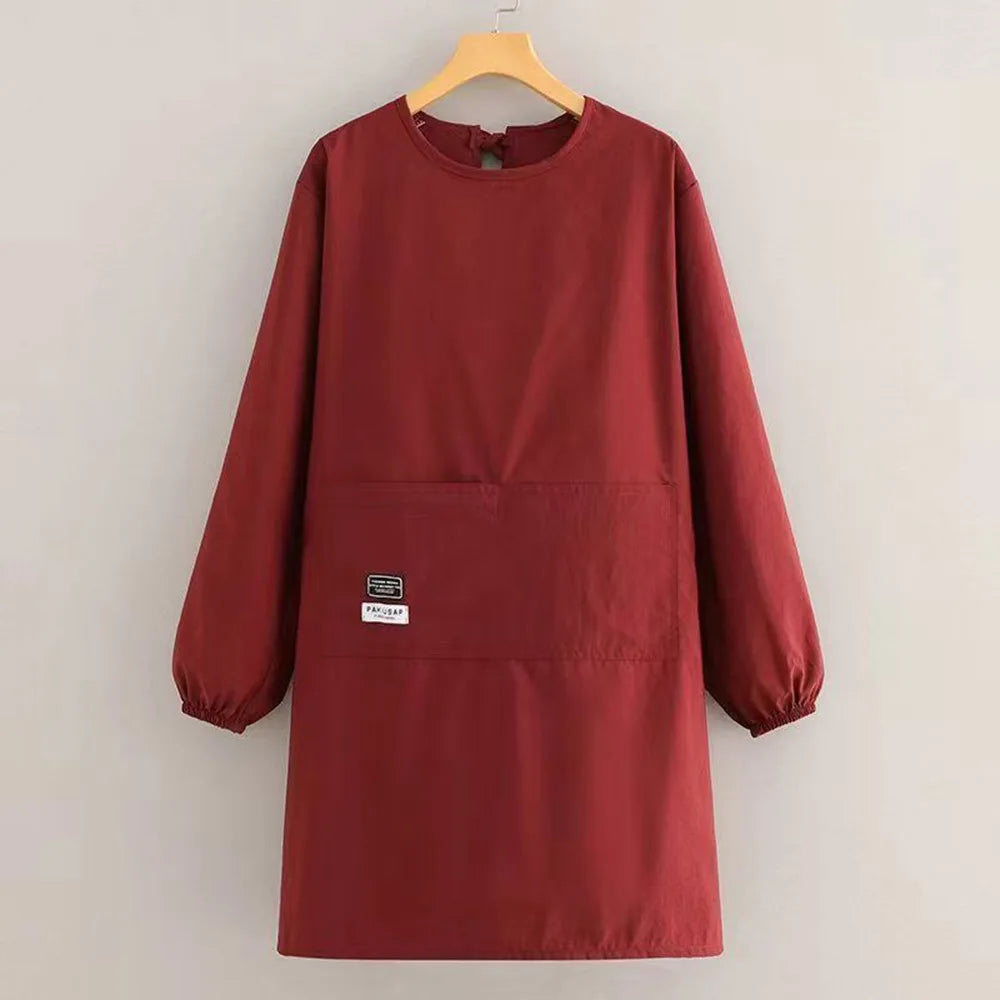 Solid color Kitchen Apron Long Sleeve Waterproof Coffee House Aprons Anti-fouling Breathable Catering Work Clothes