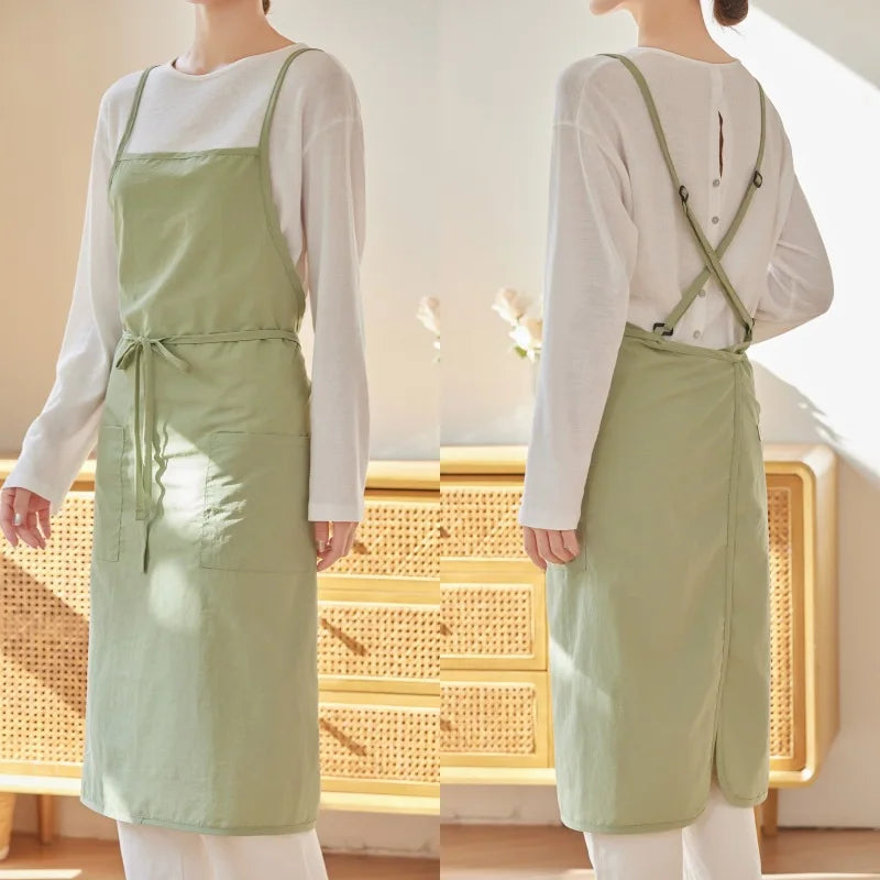 Premium Waterproof Antistatic Fabric Custom Logo Korean Japanese Style Apron Unisex High Quality Ready Stock