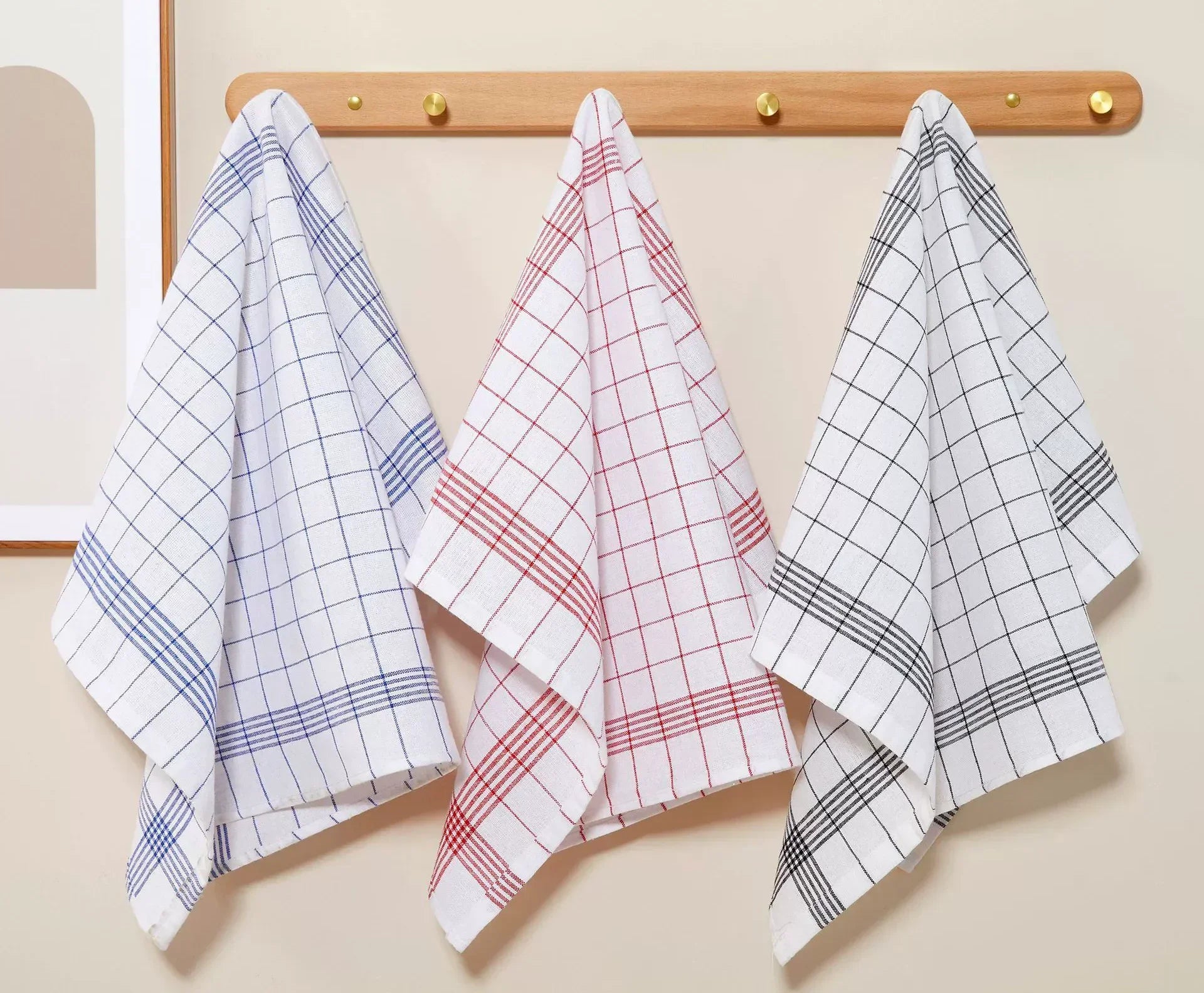 Large Plaid Kitchen Dish Towels Tea Towels Soft and Reusable Cleaning Cloths Quick Drying Dish Rags for Washing Dishes