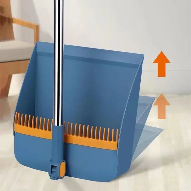 Brush and Shovel Broom and Dustpan Combination Set Vertical Folding Soft Fur Non-viscous Sweeping Broom 2 Pcs /set