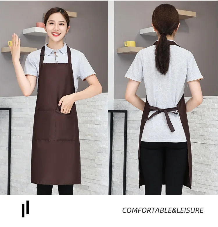 Customizable White Black Apron Customize Logo Personalized Apron Waterproof For Man Women Cooking Restaurant Waiter Work Clothes