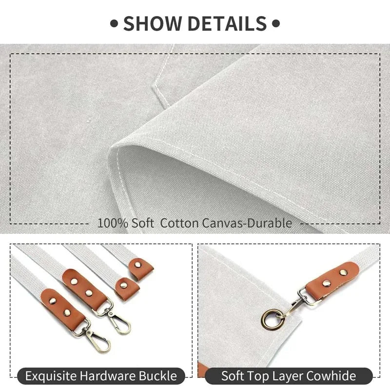 Household Canvas Apron Oil-proof  Can Wipe Hands  Kitchen CookingMen Women Adult With Tool Pockets Fashion Coffee Over  apron