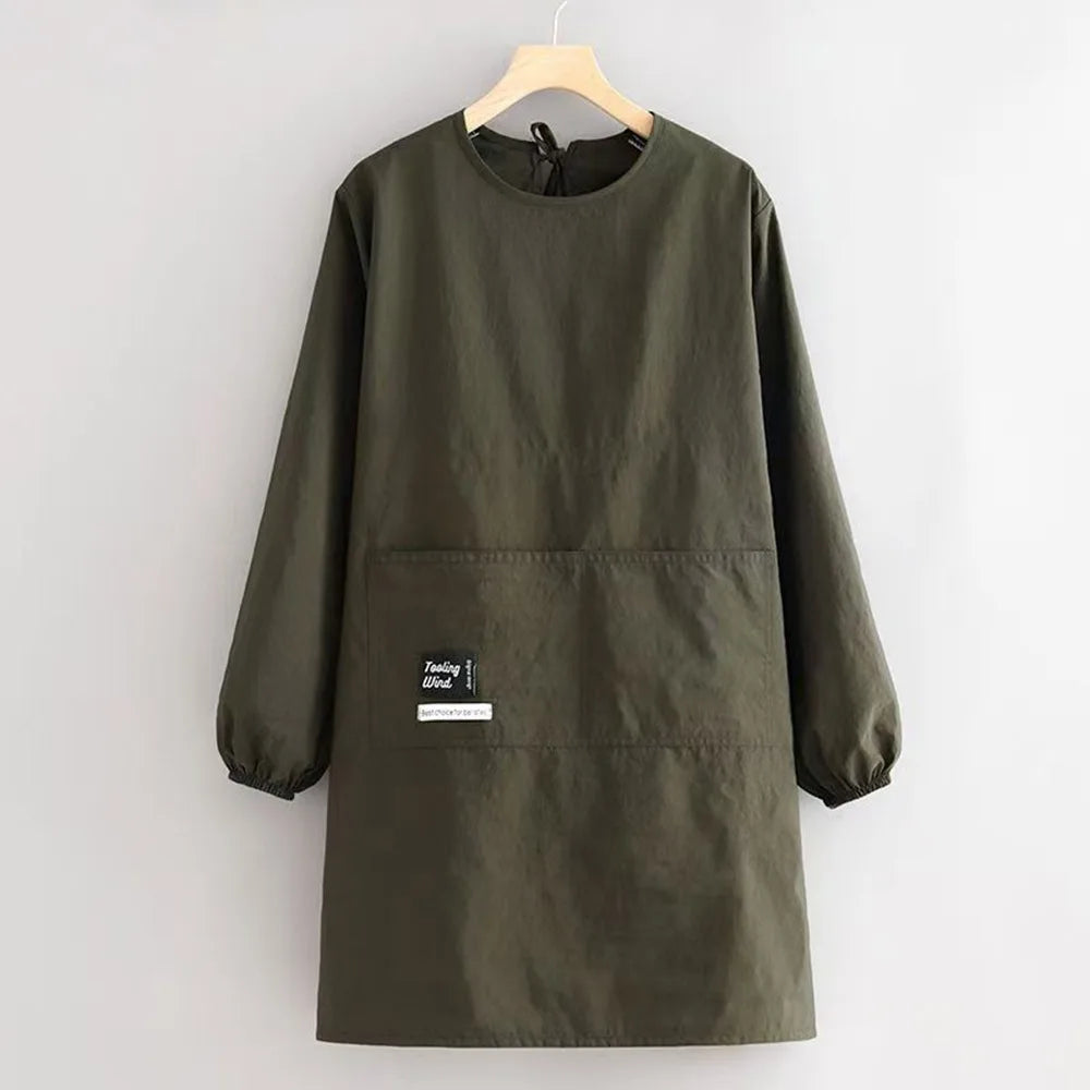 Solid color Kitchen Apron Long Sleeve Waterproof Coffee House Aprons Anti-fouling Breathable Catering Work Clothes