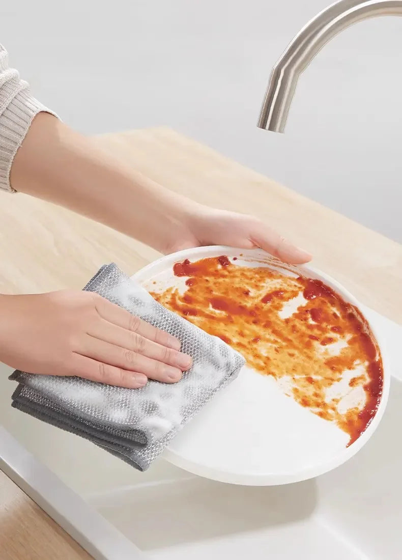 10pcs double-sided Thickened Steel Wire Cleaning Cloth  Magic Dishcloth Non-Scratch Washing Pot Rags Kitchen Cloth Wire Ball Rag