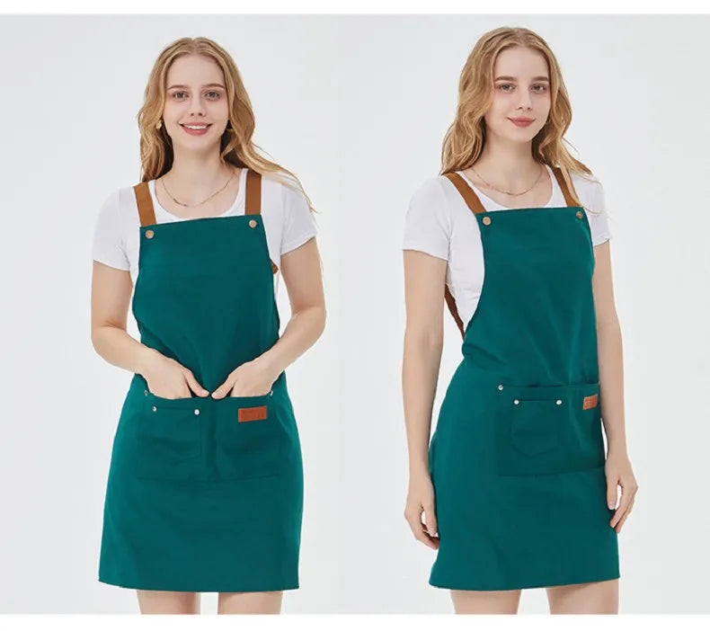 Water Repellent Kitchen Apron Unisex with Pockets Work Cleaning Restaurant Waiter Work Apron Florist Bubble Tea Shop Pinafore