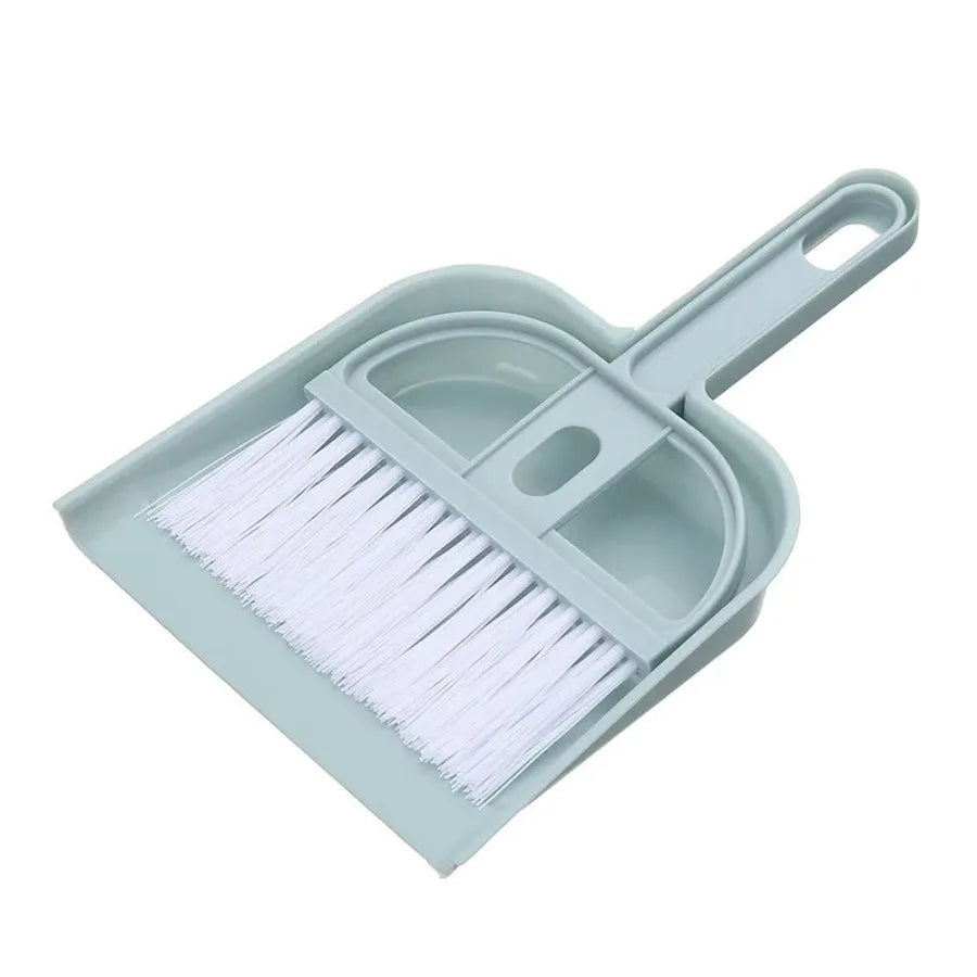 Mini Plastic Broom & Dustpan Set | Covered Desktop Cleaning Brush | Office Home Countertop Tidy Tool