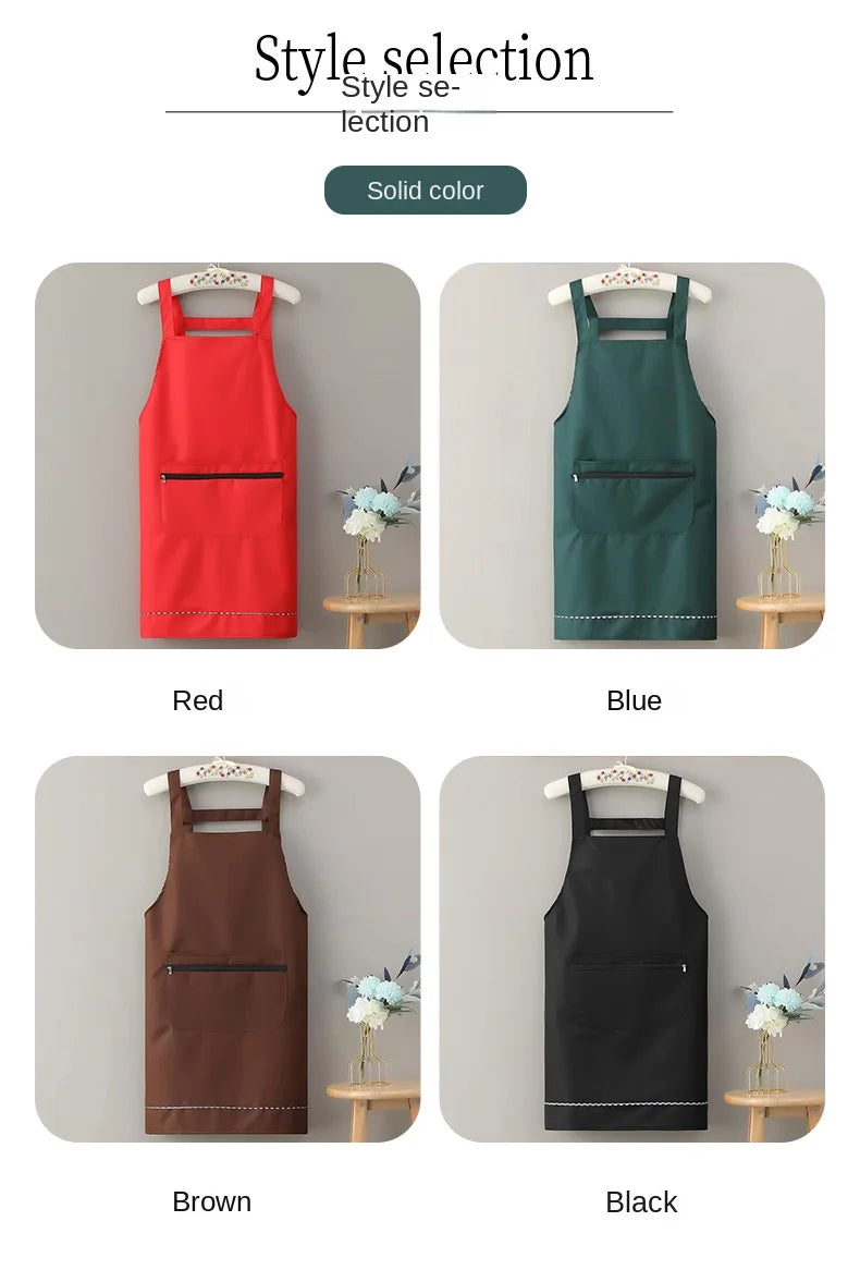 Household Apron for Women Kitchen Waterproof and Oil-Proof Sleeveless Apron Fashion Internet Celebrity Cute Suspender Work Clothes for Men