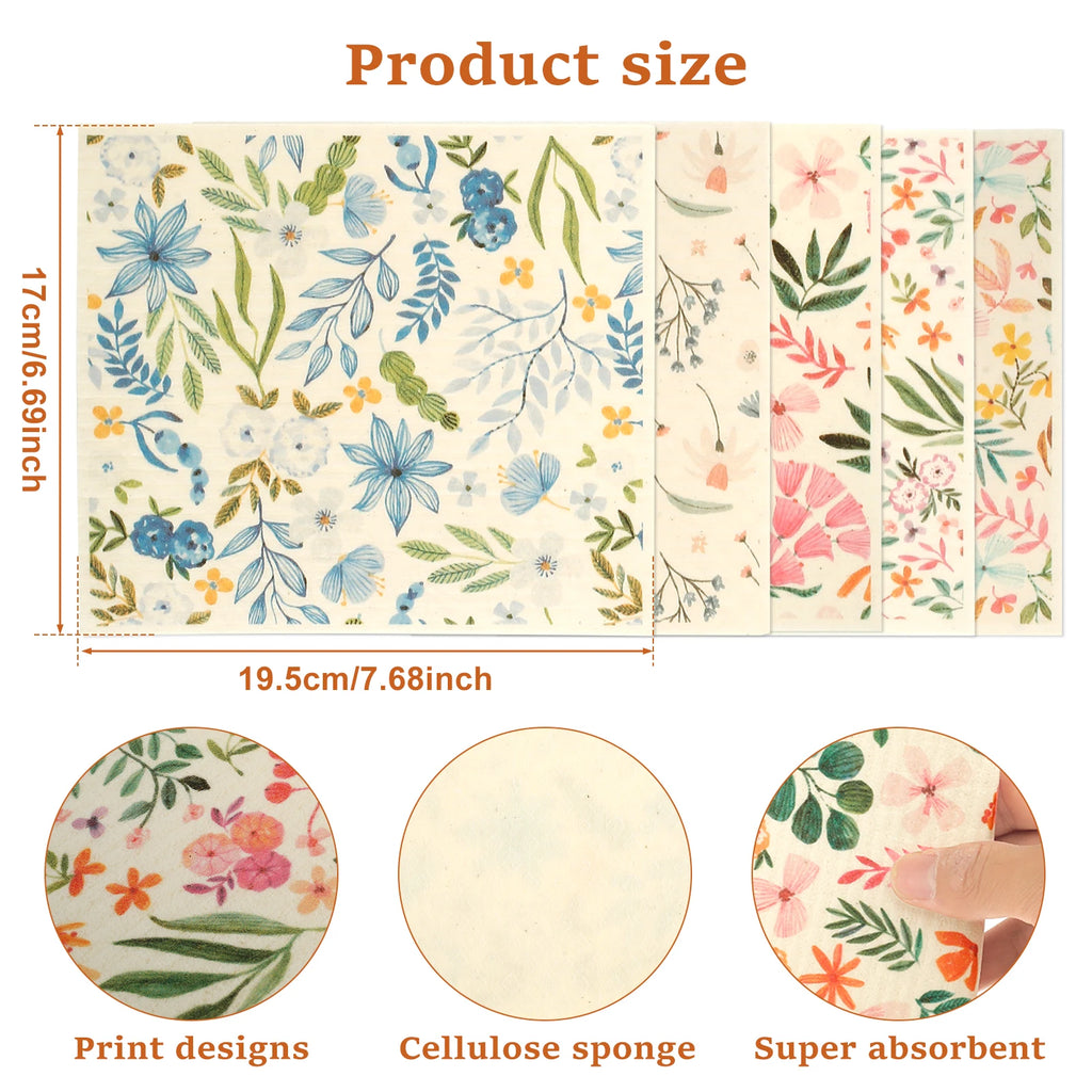 5/6/12PCS Kitchen Dish Towels Absorbent Swedish Dishcloths Kitchen Dish Rags Soft  Non-woven Cloths for Washing Dishes Cleaning