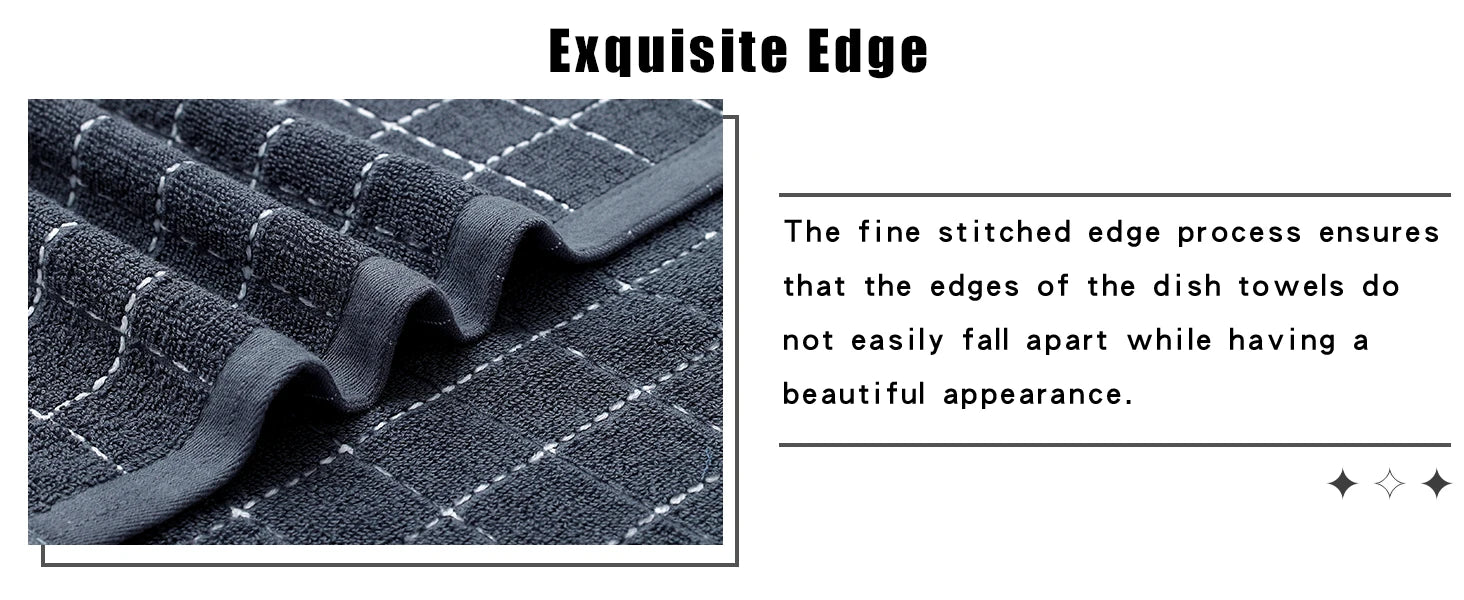 Olanly Cotton Terry Cloth Kitchen Towels Thicken Super Absorbent Dishcloth Reusable High-efficiency Cleaning Rags Daily Dish Rag