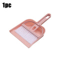 Plastic Mini Broom & Dustpan Set – Desktop Cleaning Brush with Dust Cover, Small Cleaning Accessories, Pink