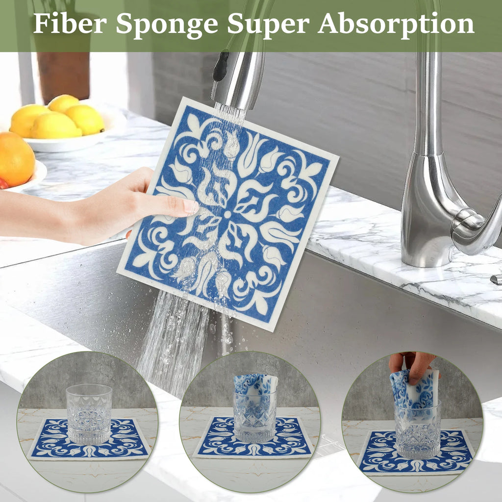 5/6/12PCS Kitchen Dish Towels Absorbent Swedish Dishcloths Kitchen Dish Rags Soft  Non-woven Cloths for Washing Dishes Cleaning