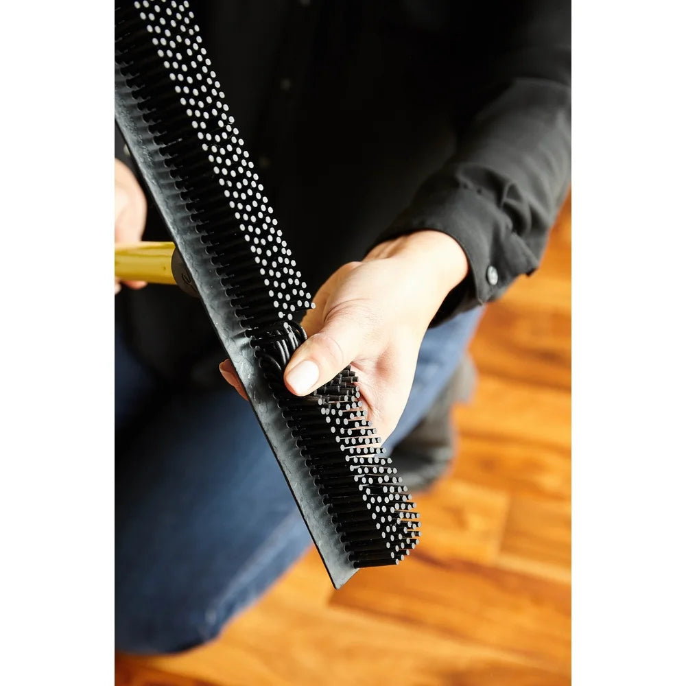 Telescopic Rubber Broom Pet Hair Remover with Squeegee Natural Bristles Carpets Rugs and Hardwood Floors Cleaning