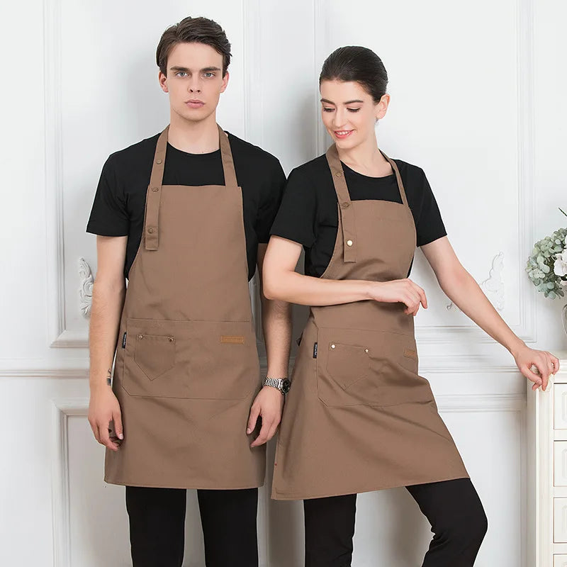 New Fashion Kitchen Aprons for Woman Men Chef Work Apron for Grill Restaurant Bar Shop Cafes Beauty Nails Studios Uniform Aprons