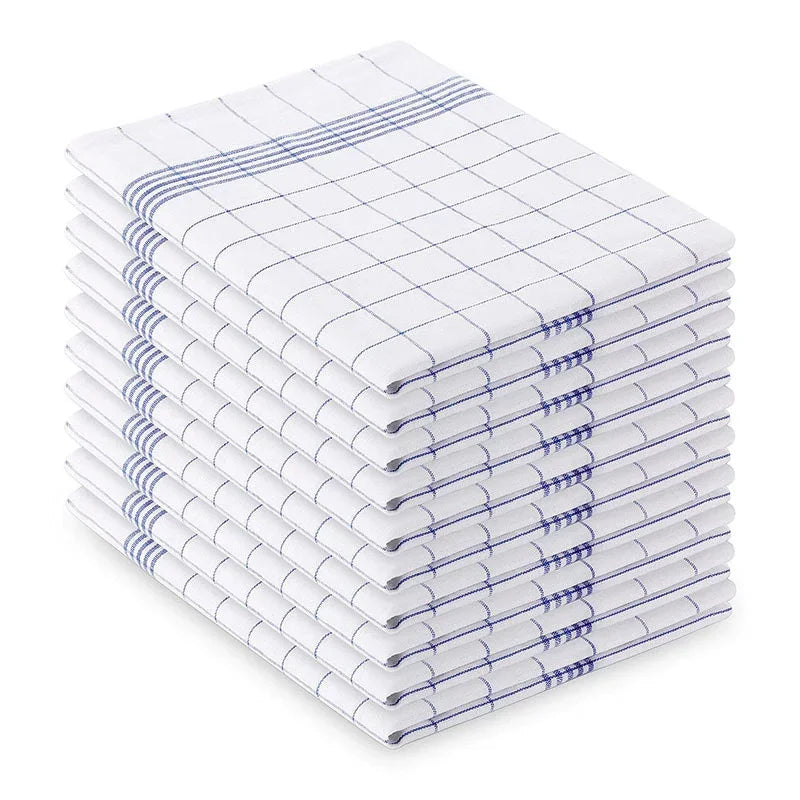 Large Plaid Kitchen Dish Towels Tea Towels Soft and Reusable Cleaning Cloths Quick Drying Dish Rags for Washing Dishes