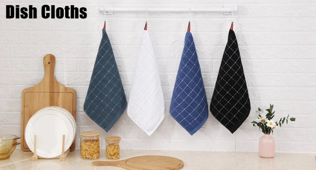 Olanly Cotton Terry Cloth Kitchen Towels Thicken Super Absorbent Dishcloth Reusable High-efficiency Cleaning Rags Daily Dish Rag